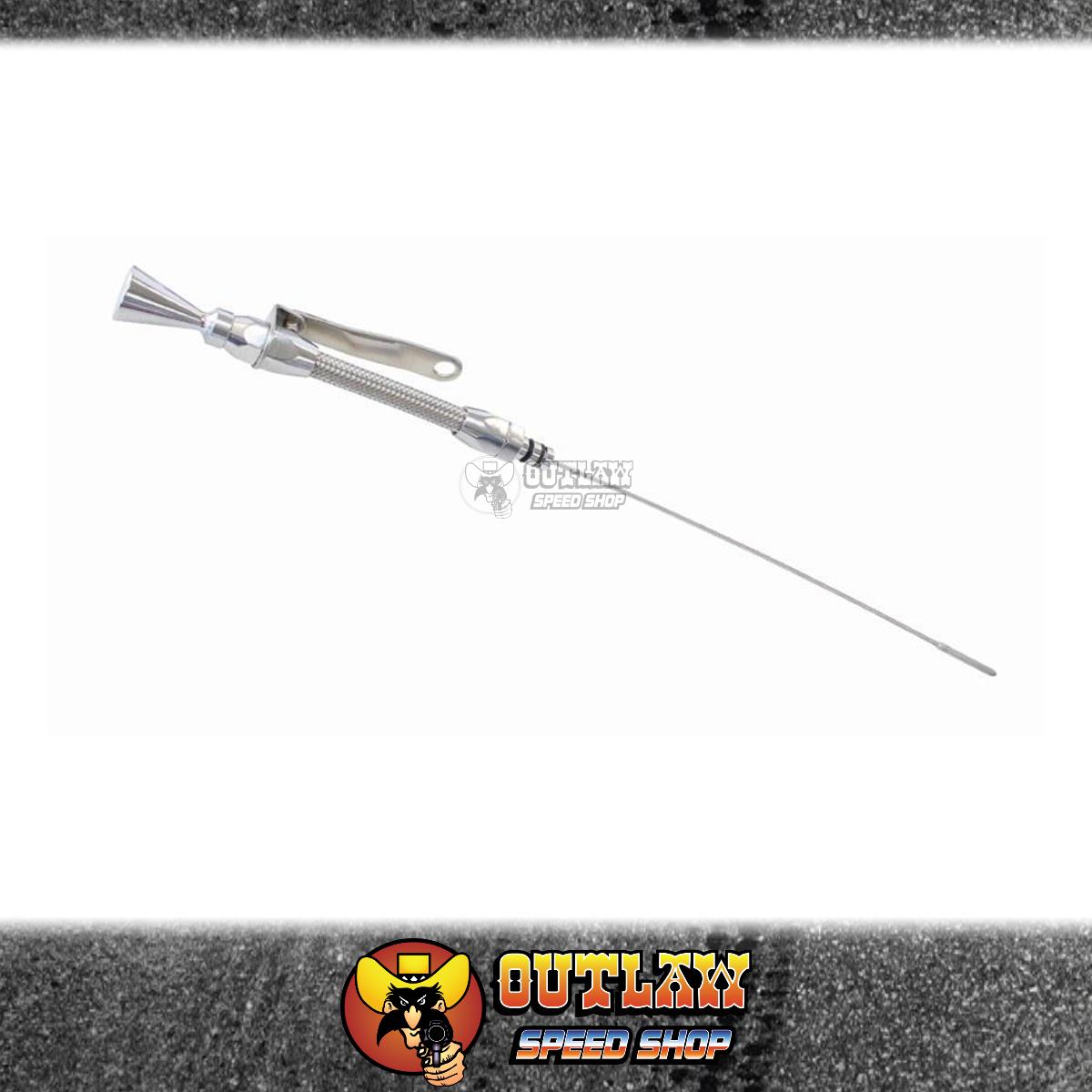 AEROFLOW ENGINE DIPSTICK FLEX BRAIDED S/S FITS SBC EARLY LH SHINY - AF64-2110 - Picture 1 of 1