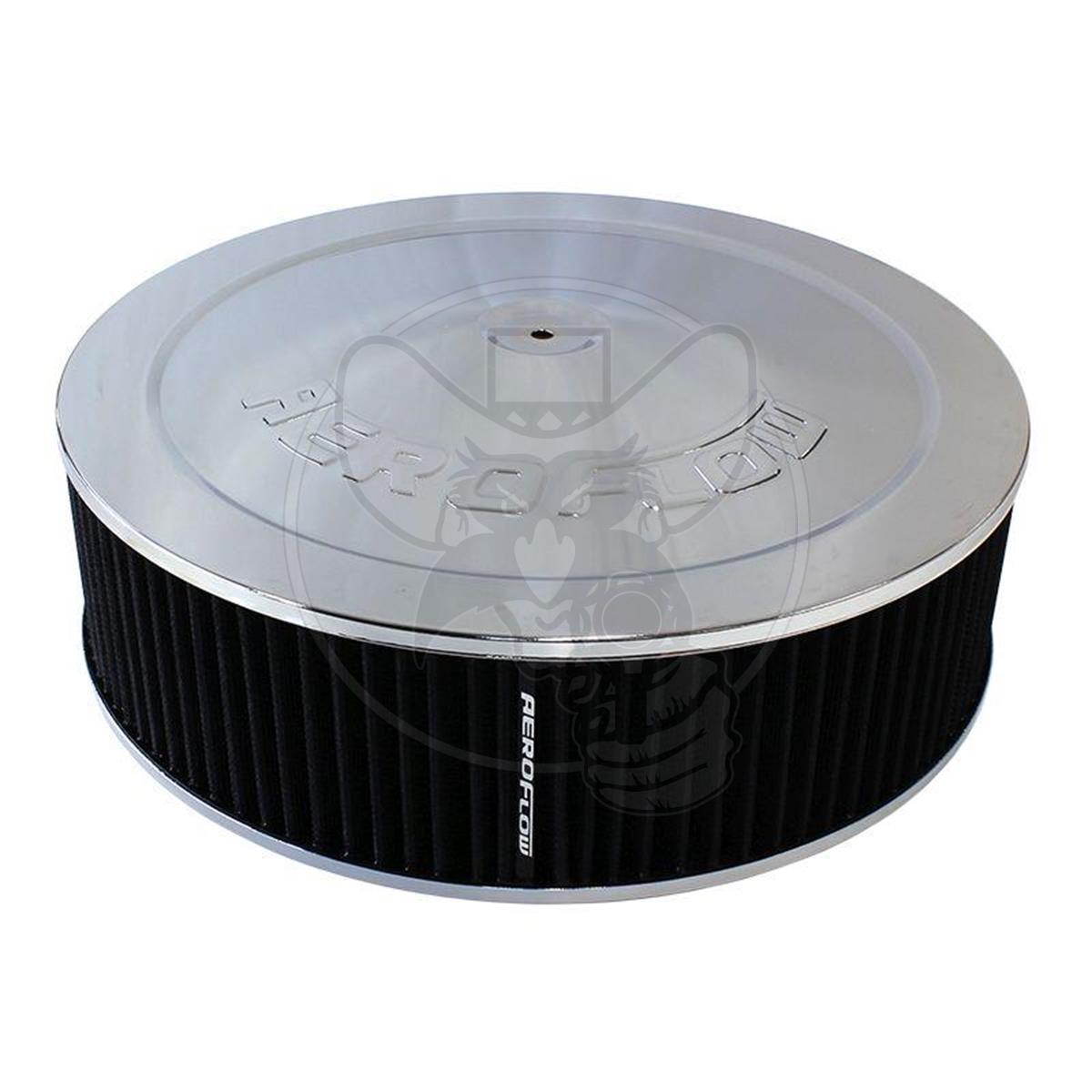 AEROFLOW 14" X 4" AIR CLEANER ASSY 5-1/8" DROP BASE CHROME COTT