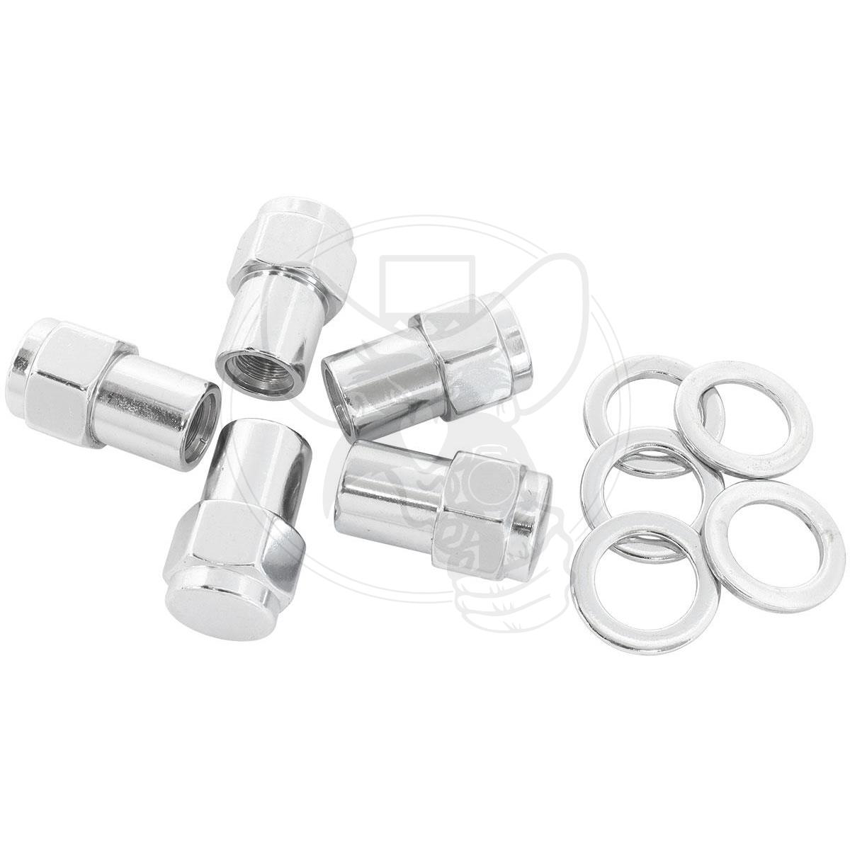 AEROFLOW M12 WHEEL NUTS CHROME 0.550"SHANK CLOSED 5-PACK W/WASHERS