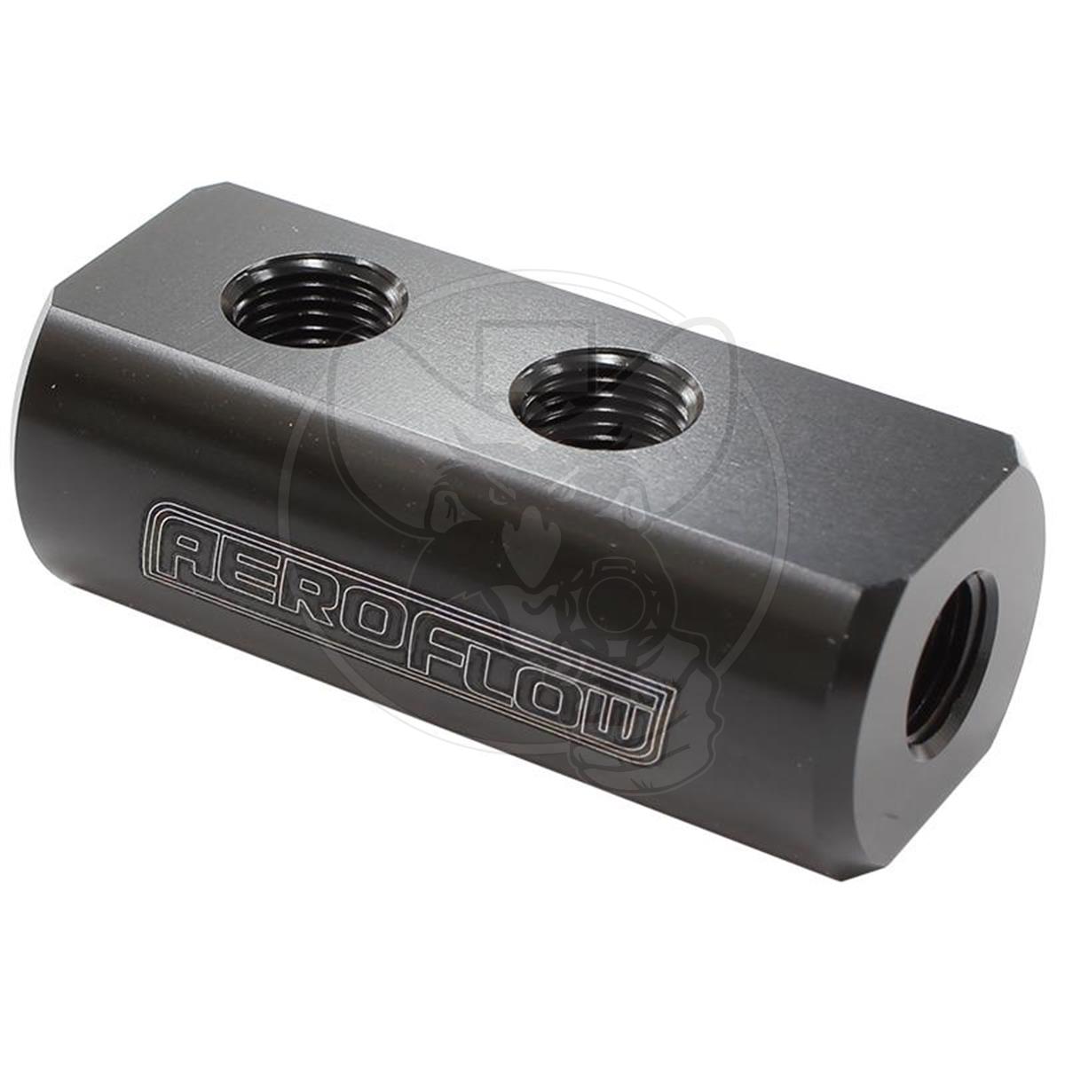 AEROFLOW DISTRIBUTION BLOCK 1 IN 4 OUT - ALL PORTS 1/8" NPT BLK