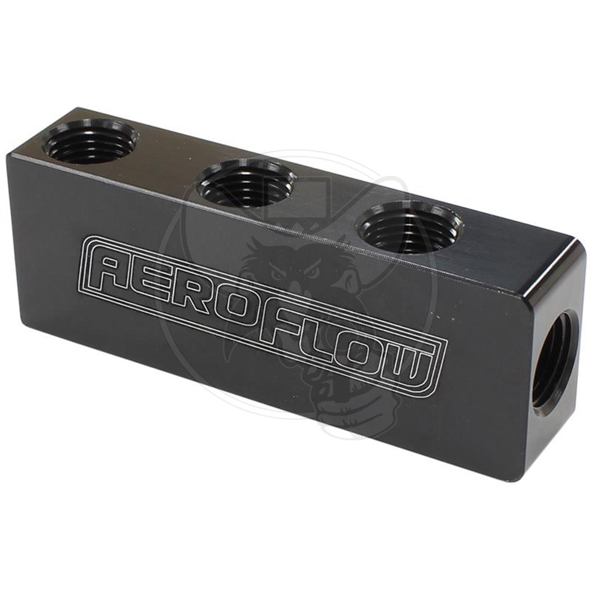AEROFLOW DISTRIBUTION BLOCK 1 IN 6 OUT - ALL PORTS 1/8" NPT BLK