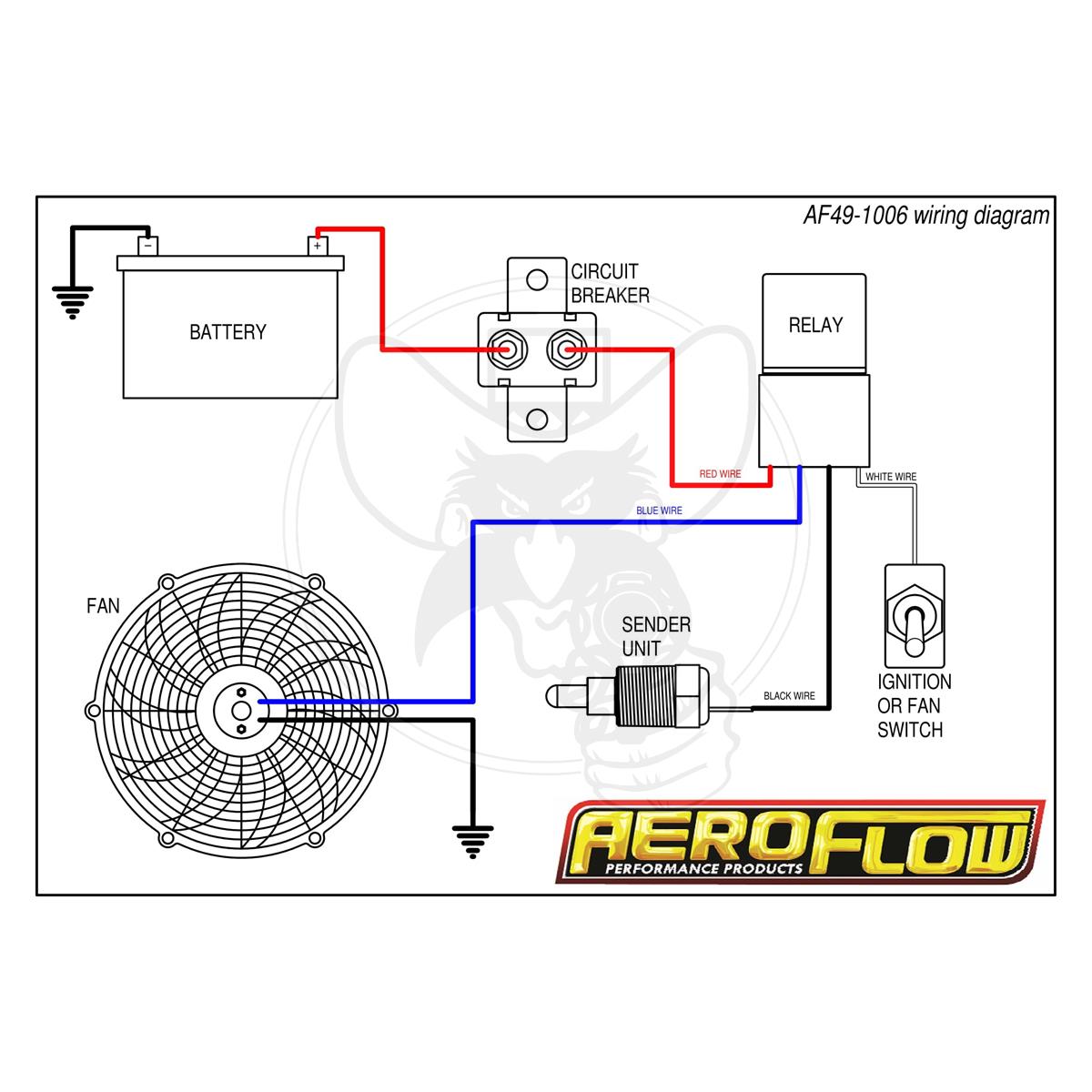 AF49-1006 - AEROFLOW THERMO FAN CONTROL RELAY & THERMOSTAT ON AT 85°C OFF  AT 76°C Switch Outlet Wiring Diagram Outlaw Speed Shop