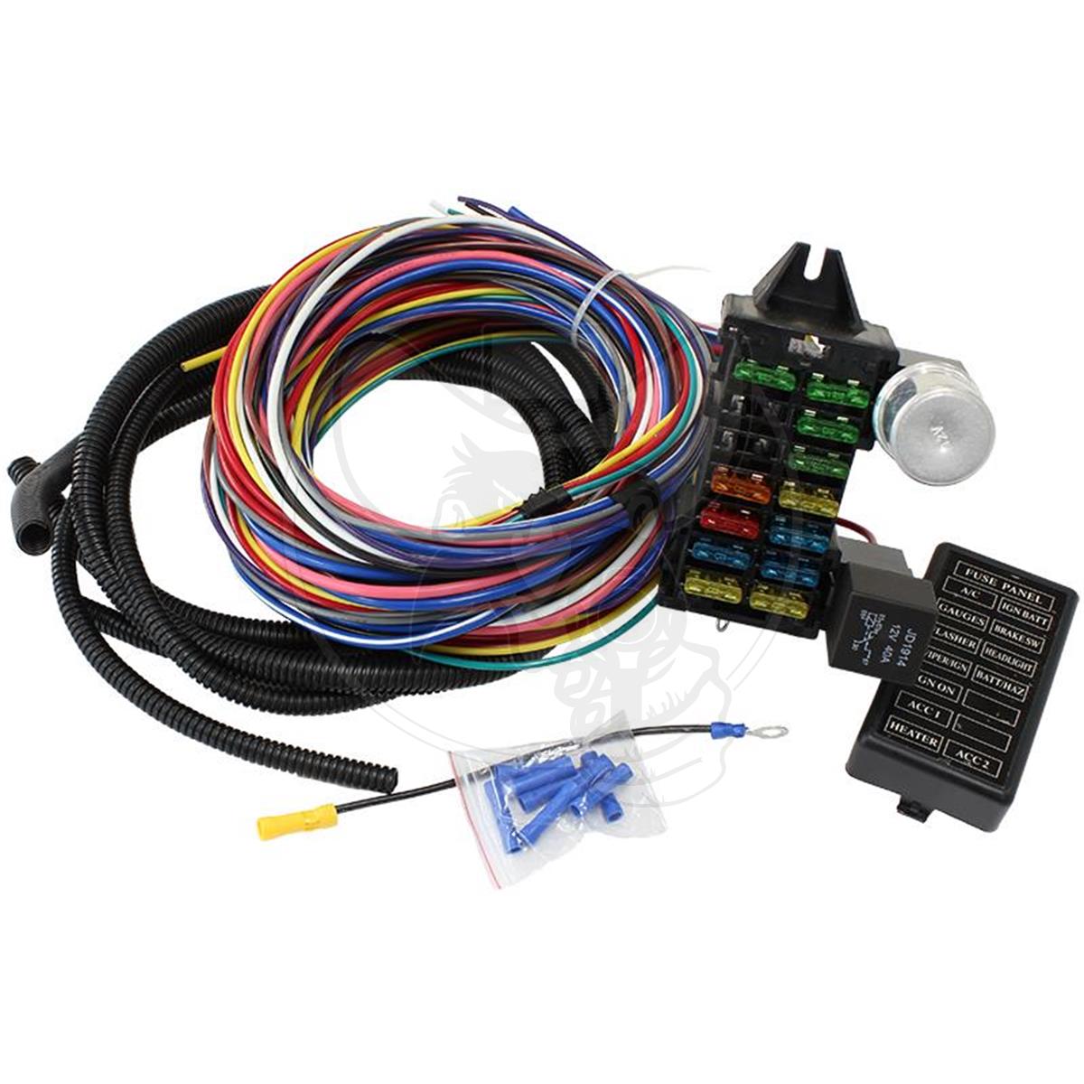 AEROFLOW COMPLETE WIRING HARNESS KIT 12-CCT W/STD FUSES & FUSE PANEL