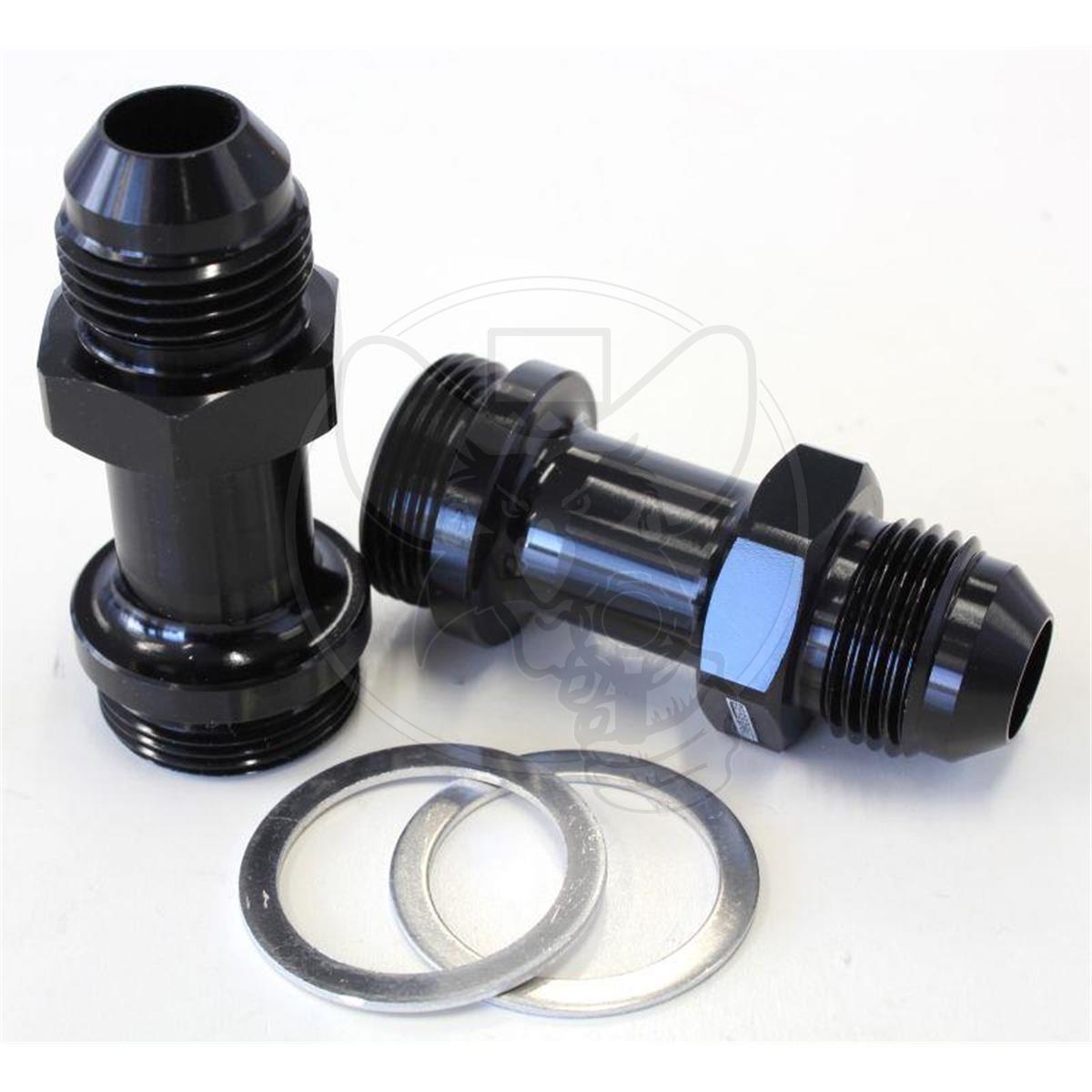 AEROFLOW INLET FITTINGS FITS HOLLEY CARBY LONG -8AN BLACK