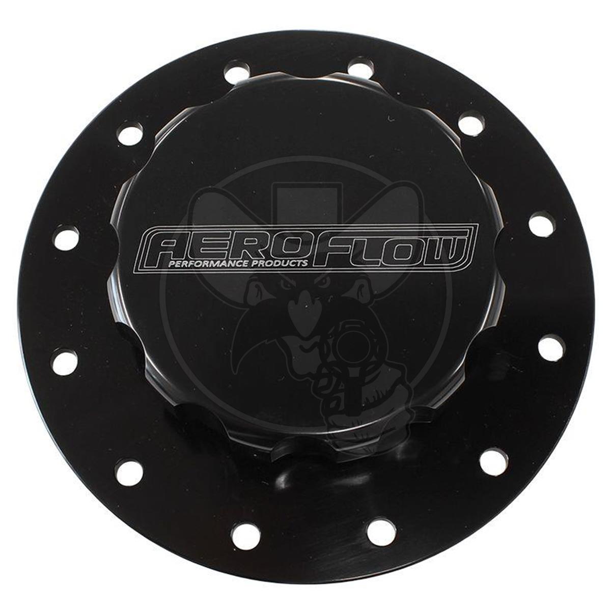 AEROFLOW BILLET ALLOY FUEL CELL SCREW-ON CAP WITH GASKETS - BLACK