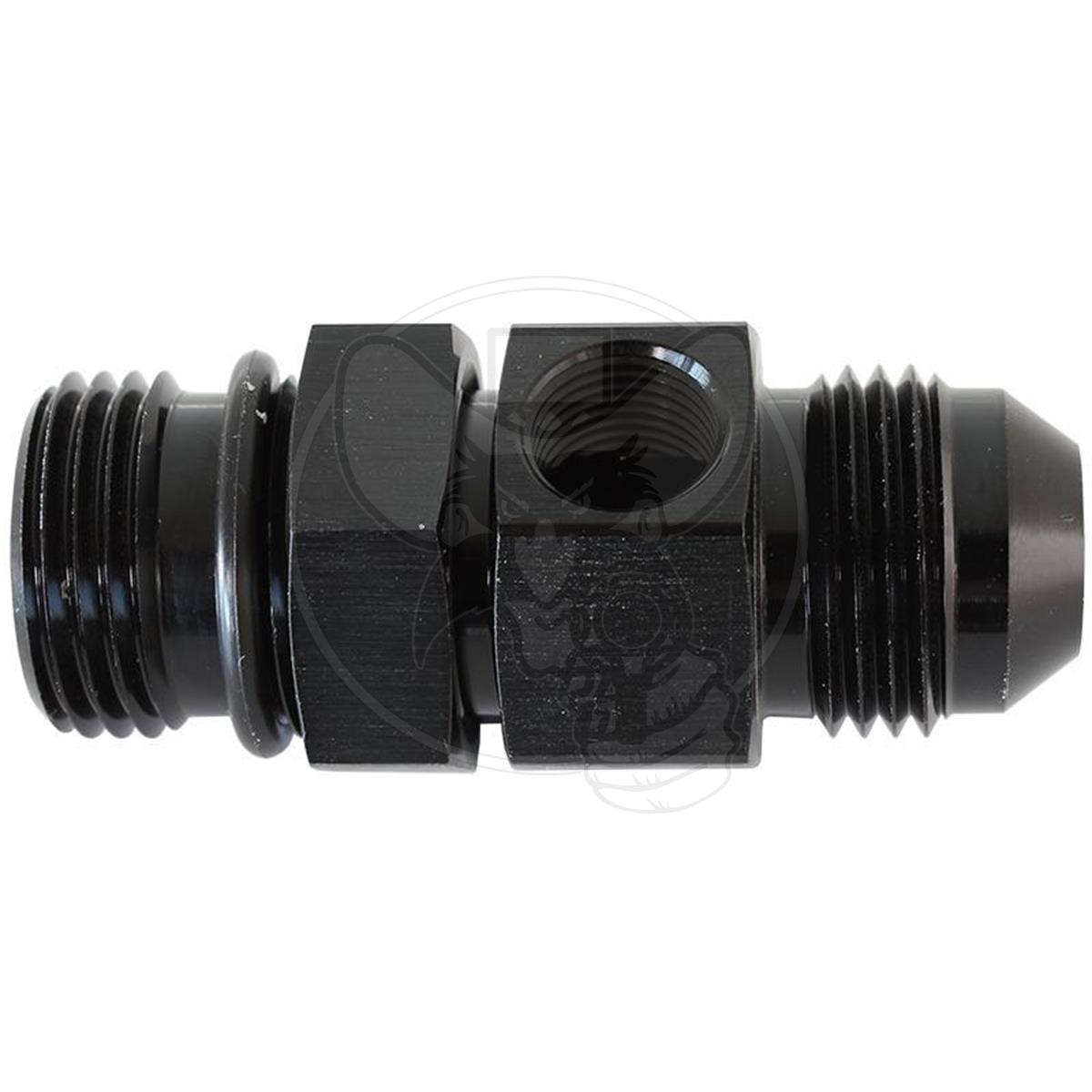 Aeroflow -10 ORB to -10AN Extension with 1/8" Port - Black