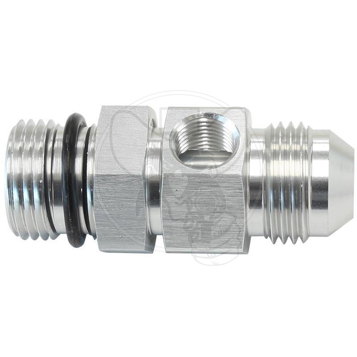 Aeroflow -10 ORB to -10AN Extension with 1/8" Port - Silver
