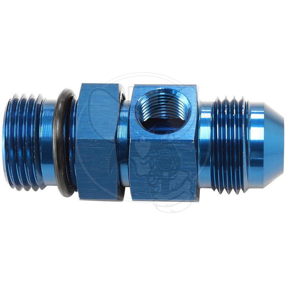 Aeroflow -10 ORB to -10AN Extension with 1/8" Port - Blue