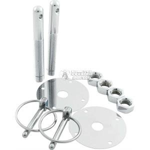 ALLSTAR HOOD PIN KIT FLIP-OVER SAFETY STEEL 1/2" PINS 1/4"CLIP CHROME