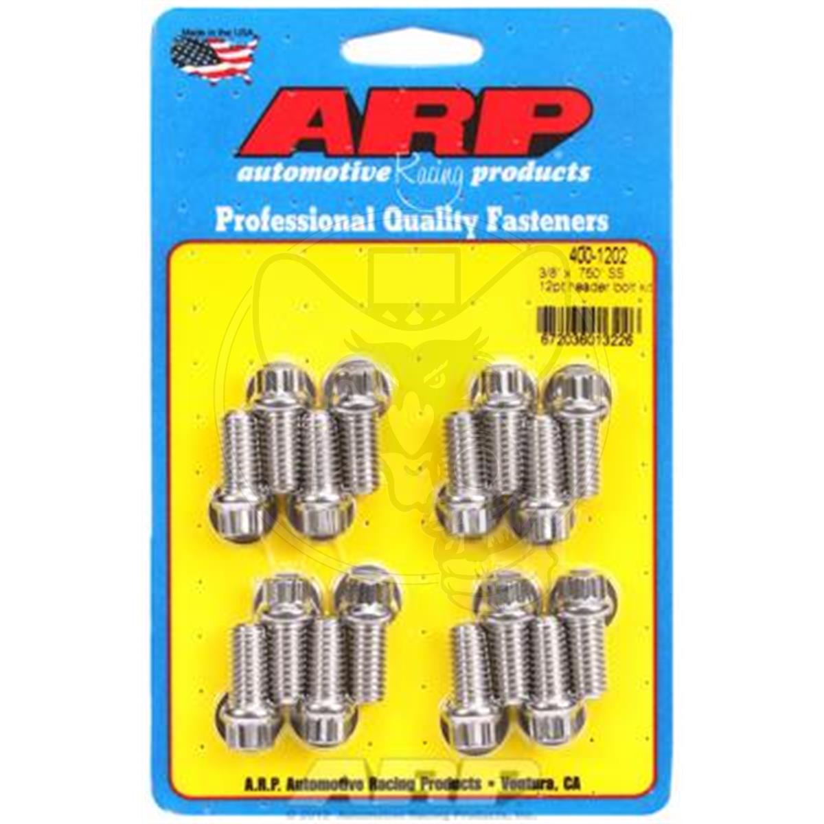 ARP EXHAUST HEADER BOLTS S/S 3/8"X.75" FITS BB CHEV FORD PK16