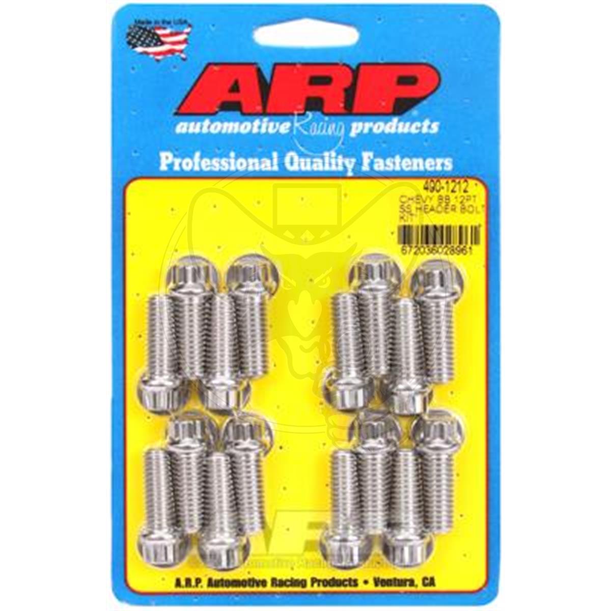 ARP EXHAUST HEADER BOLTS FOR B/BLOCK CHEV S/STEEL 3/8"X1" 12PT PK16