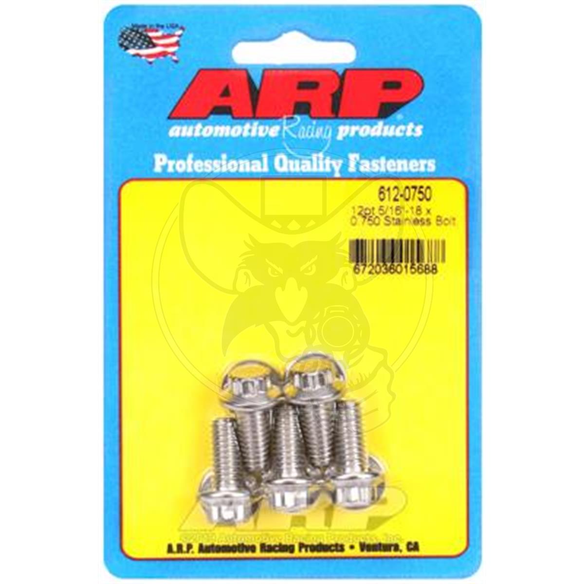 ARP Polished Stainless Bolts 12-Pt 5/16"-18 UNC x 0.750" UHL 5Pk