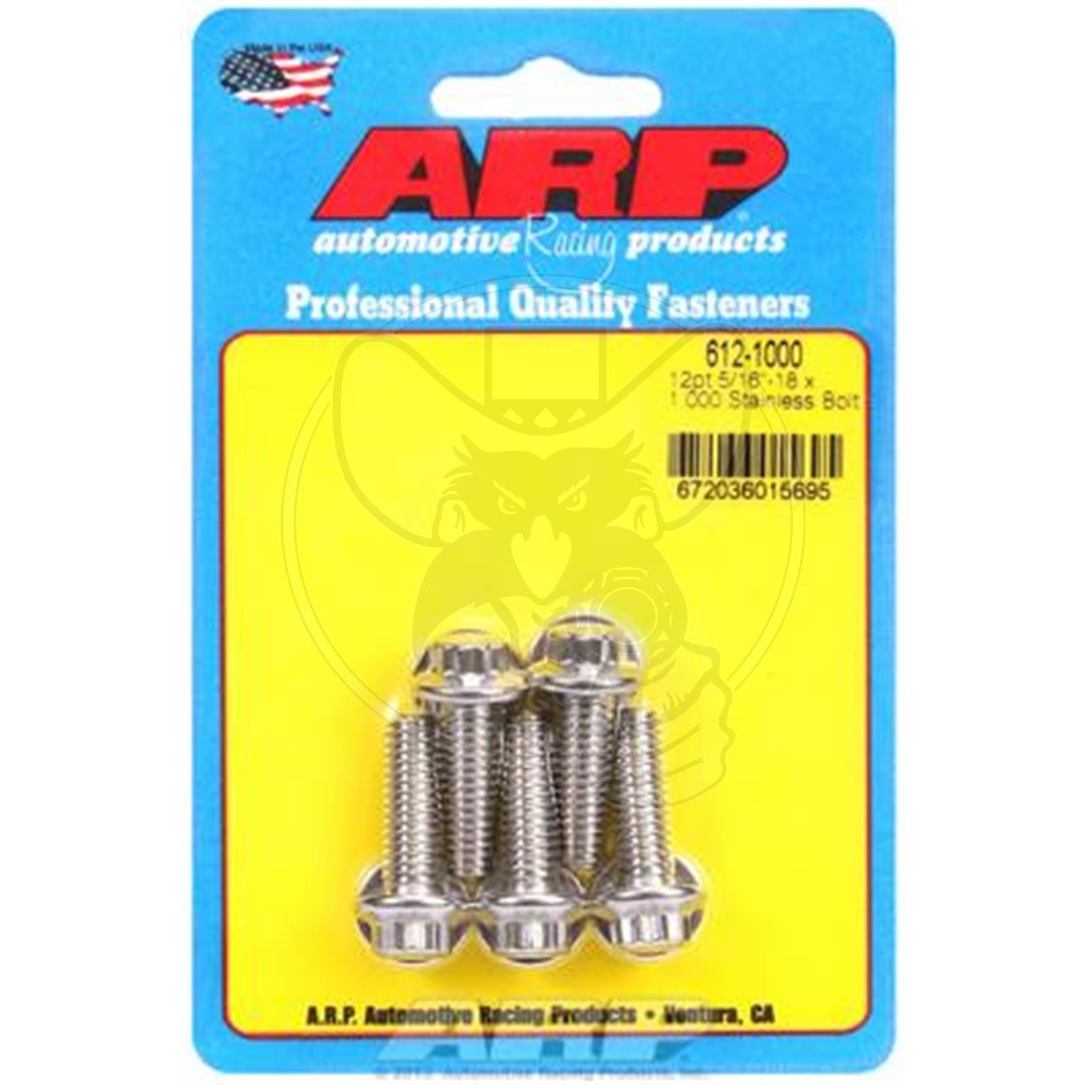 ARP Polished Stainless Bolts 12-Pt 5/16"-18 UNC x 1.000" UHL 5Pk