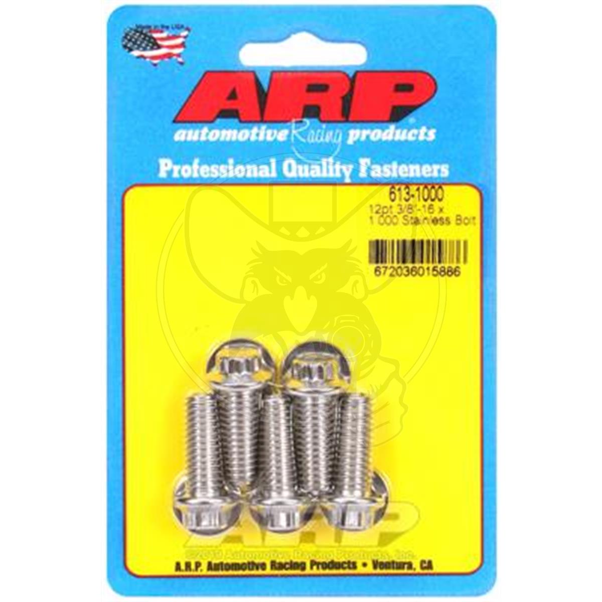 ARP POLISHED STAINLESS 300 BOLTS 12-PT 3/8"-16 UNC X 1.000" UHL 5PK