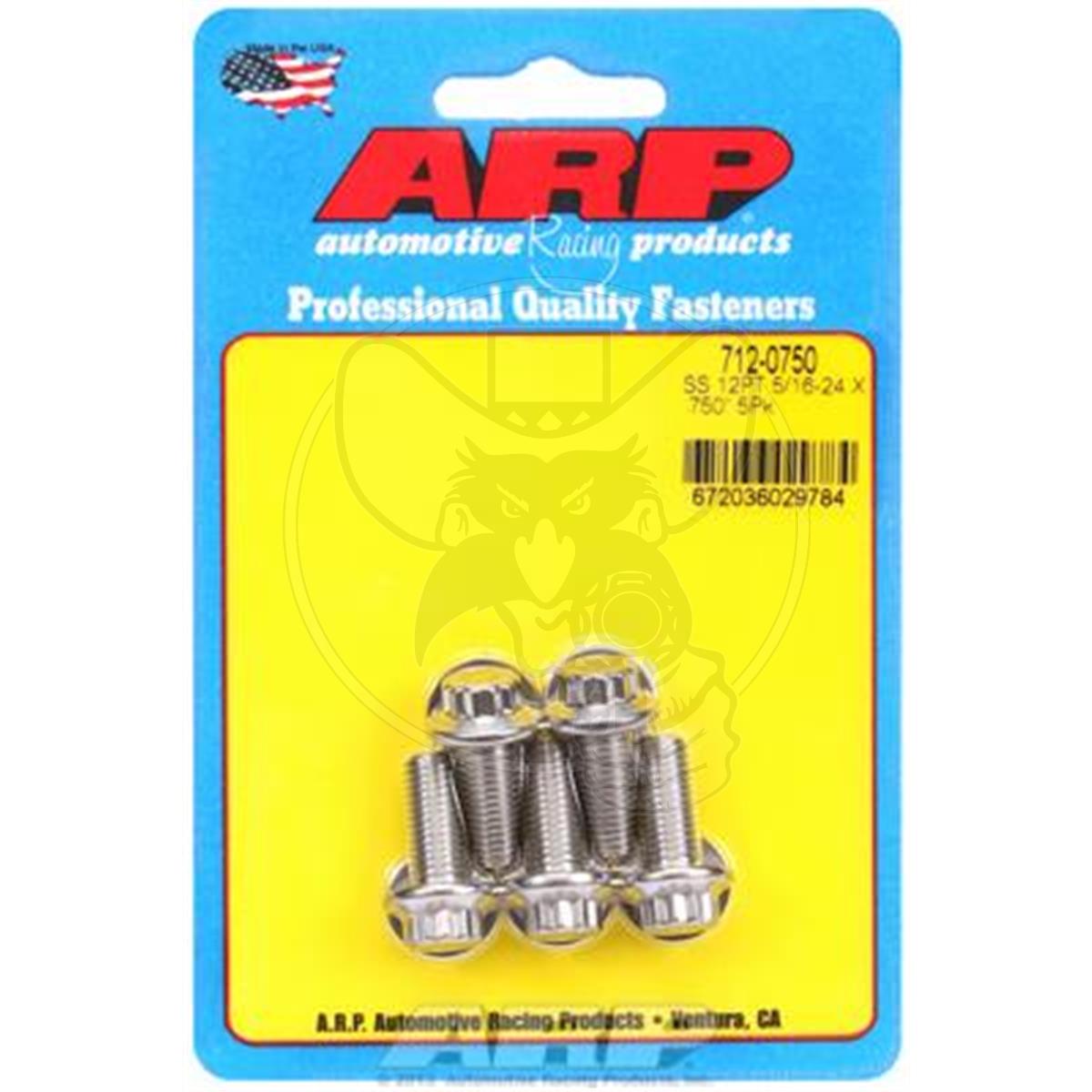 ARP Stainless Steel Bolts 5/16"-24 UNF x 0.750" UHL 3/8" 12-Pt 5-Pk