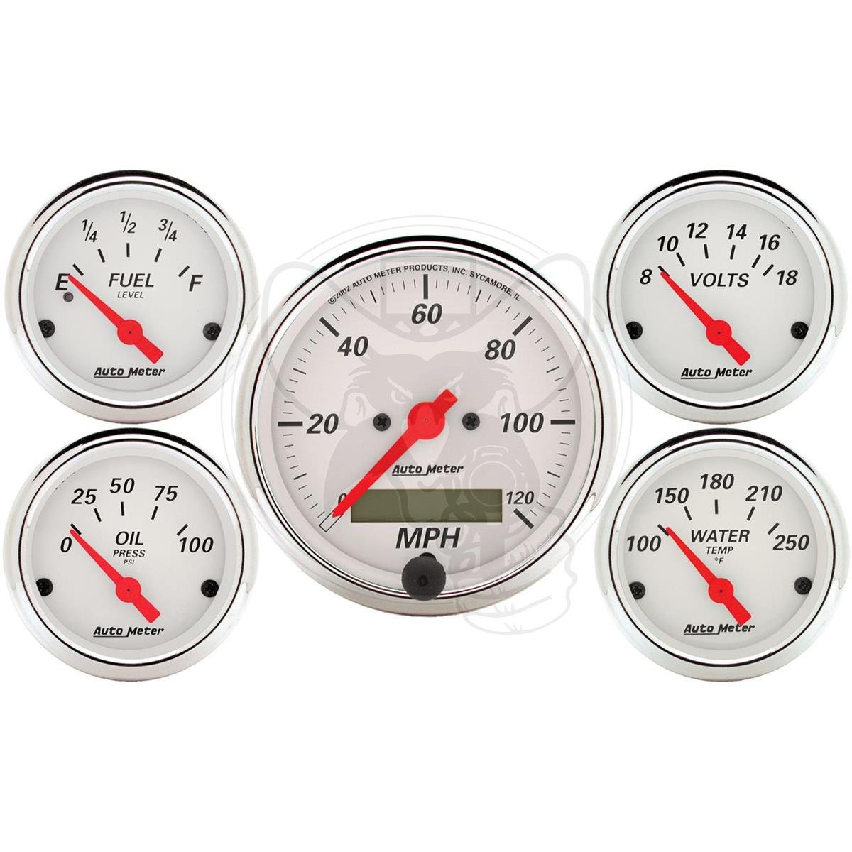 AUTOMETER GAUGE KIT 5 PIECE ELEC SPEEDO OIL PRESS WATER TEMP FUEL/VOLT