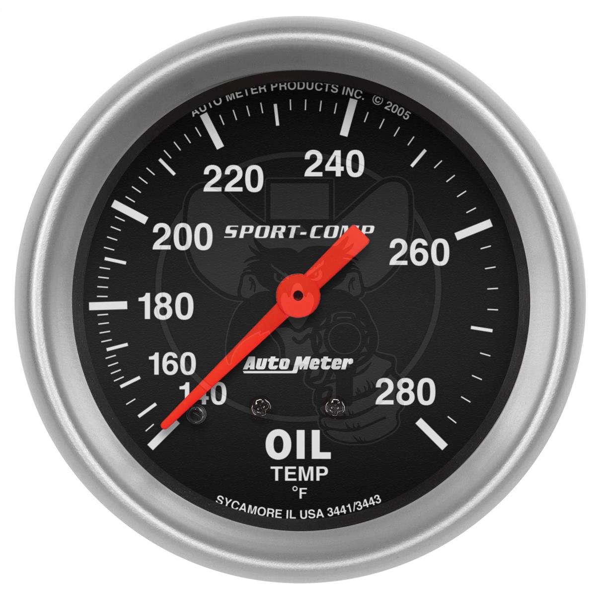 AUTOMETER GAUGE SPORT-COMP OIL TEMPERATURE 2-5/8", 140-280° F MECH