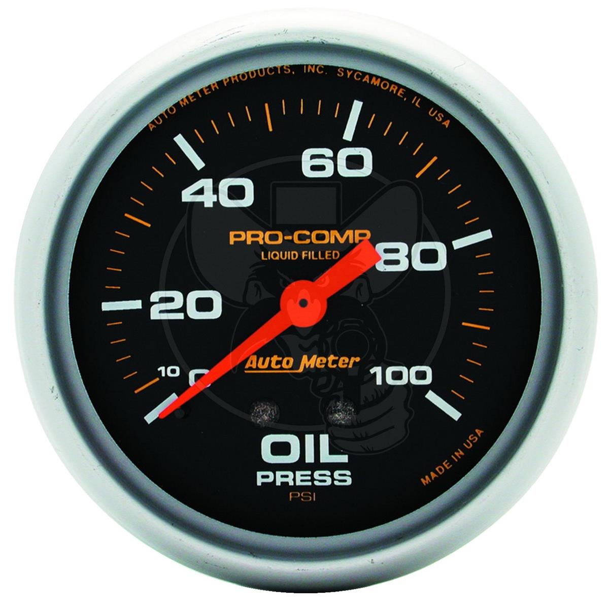 Auto Meter Pro-Comp Ultra-Lite 2-1/16 Oil Pressure Gauge 0-100PSI AU4327