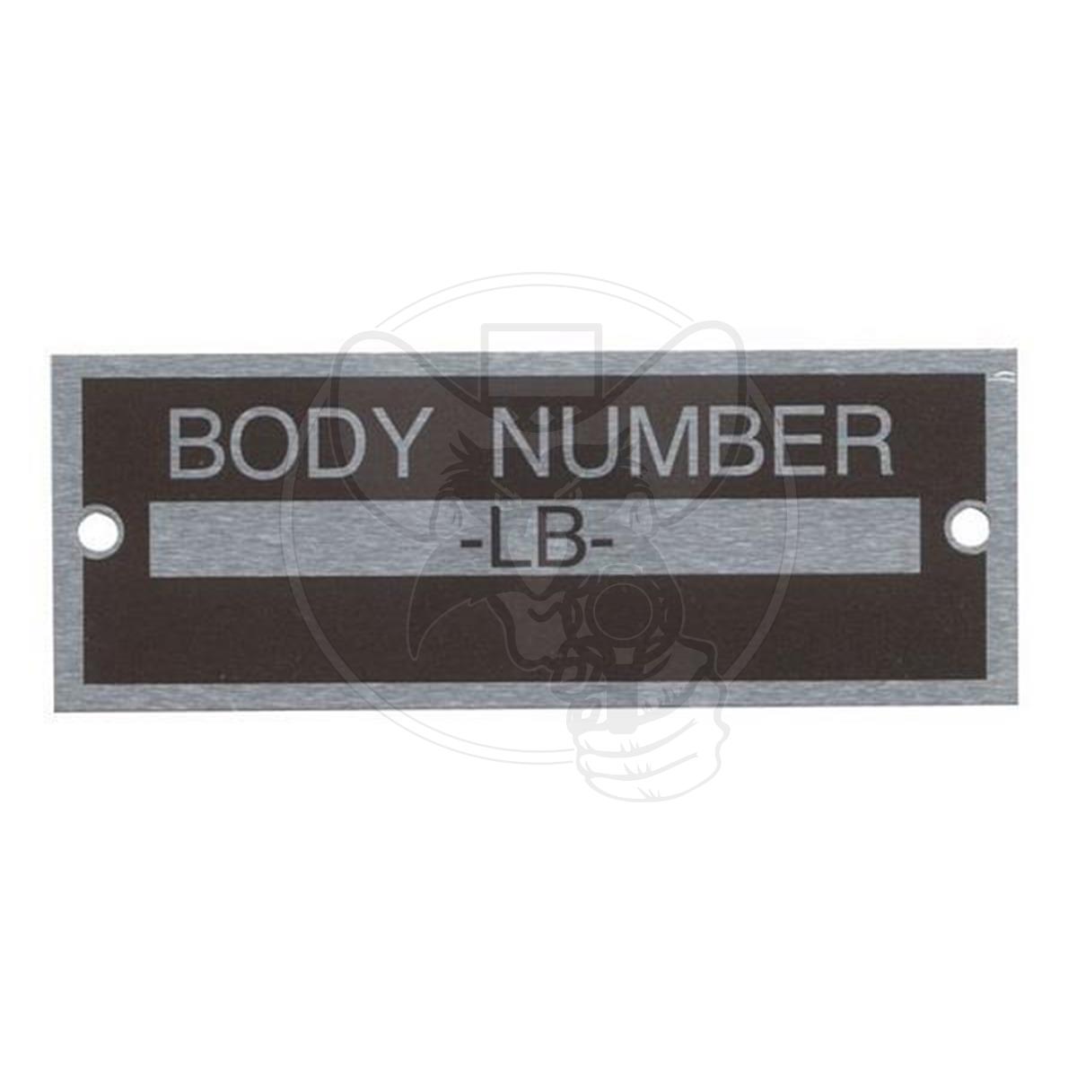 BOB DRAKE BODY NUMBER PLATE FITS FORD 1933-34
