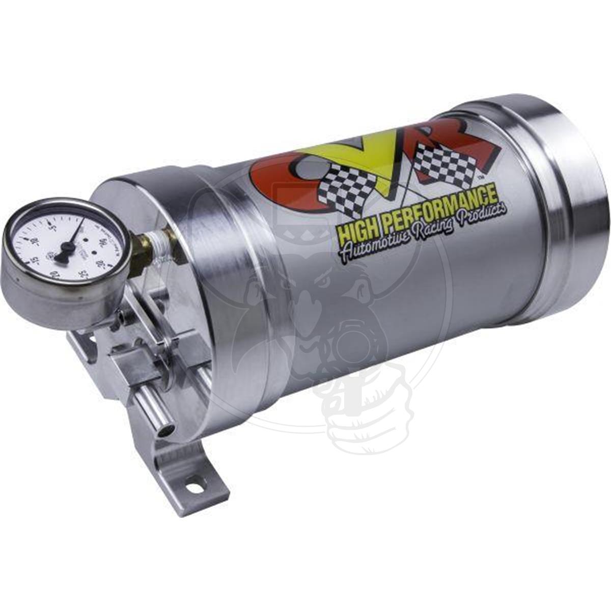CVR BILLET BRAKE VACUUM RESERVOIR INCL MOUNT & GAUGE 11.5" H x 4.7"D