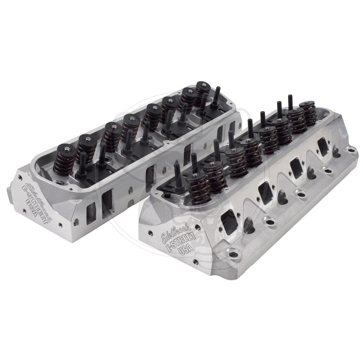 EDELBROCK CYLINDER HEADS ALLOY E STREET FITS FORD WINDSOR COMPLETE PAIR