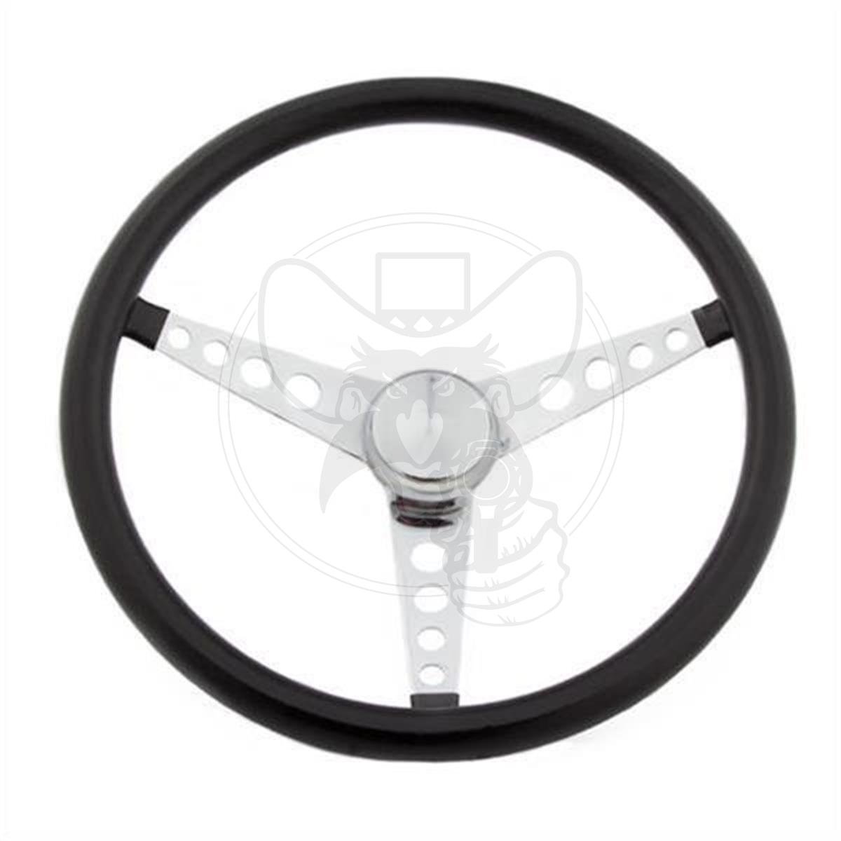 GRANT Classic 15" Black Vinyl Steering Wheel 3-Bolt Mount Chrome 3-Spoke