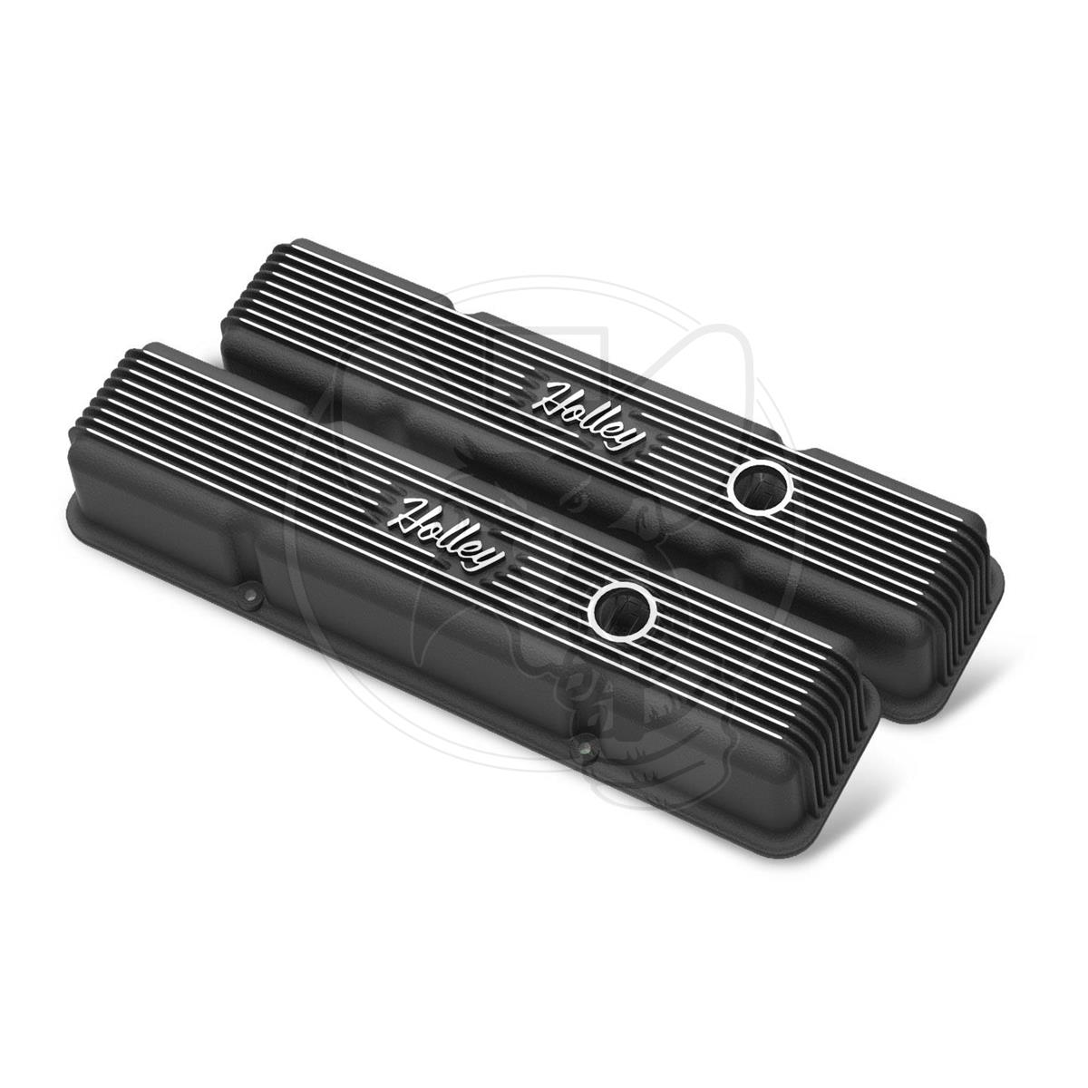 HOLLEY VALVE COVERS VINTAGE SERIES FITS CHEV 1958-86 - BLACK WRINKL