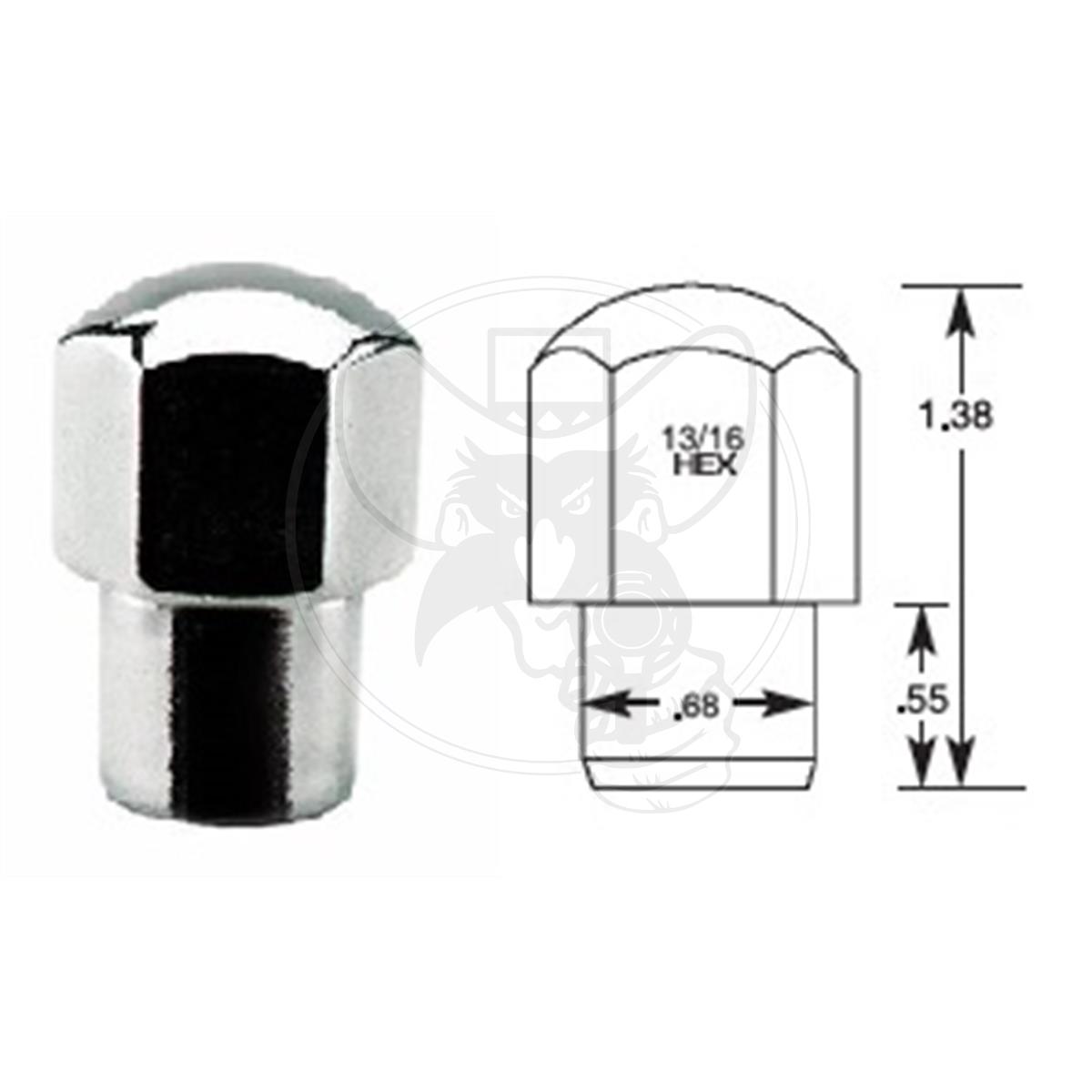 MR LUGNUT DOME MEDIUM MAG CENTRELINE 1/2" -20 RH .55"L SHORT SHANK