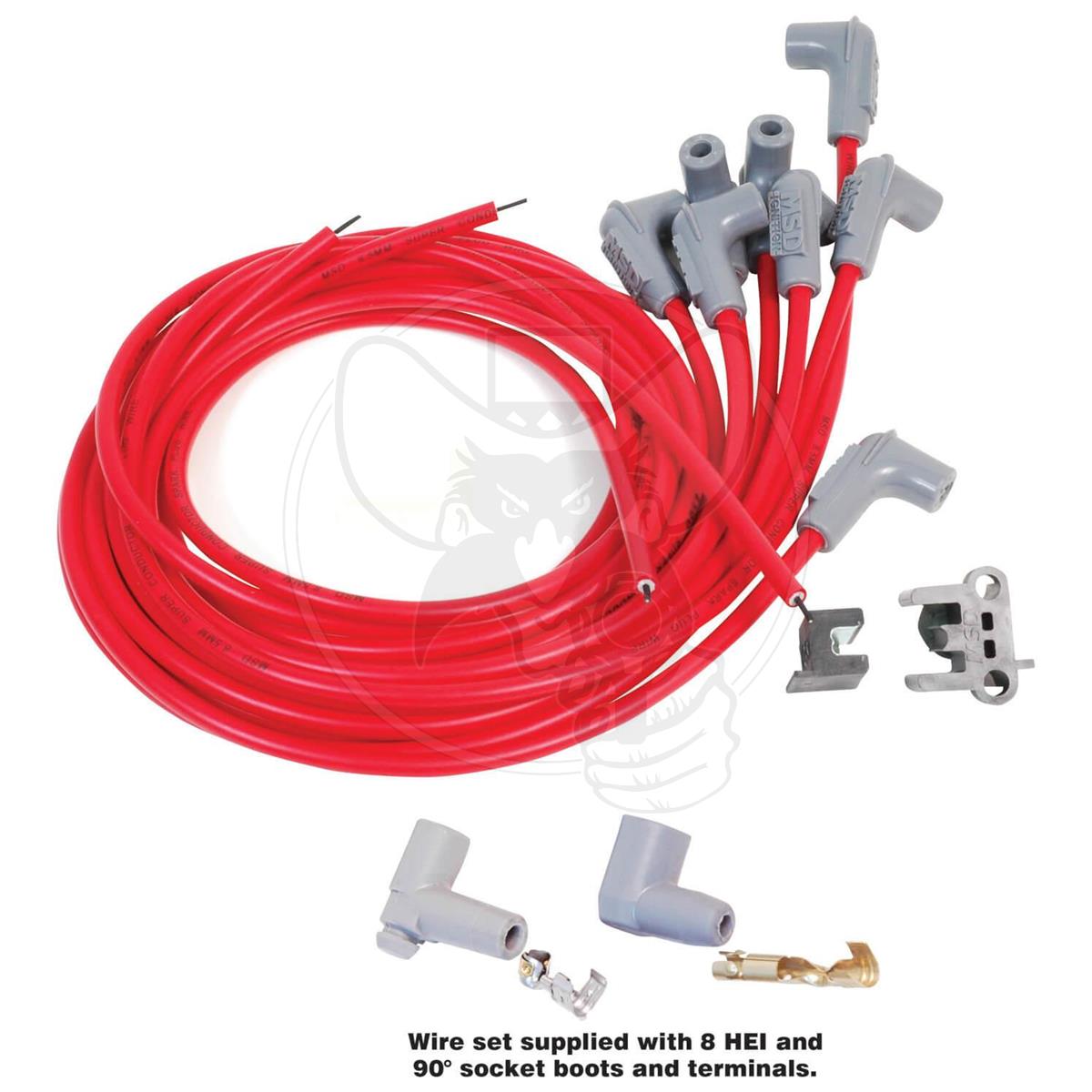MSD IGNITION LEAD KIT 8.5MM CUT TO FIT V8 SUPER CONDUCTOR RED 90°