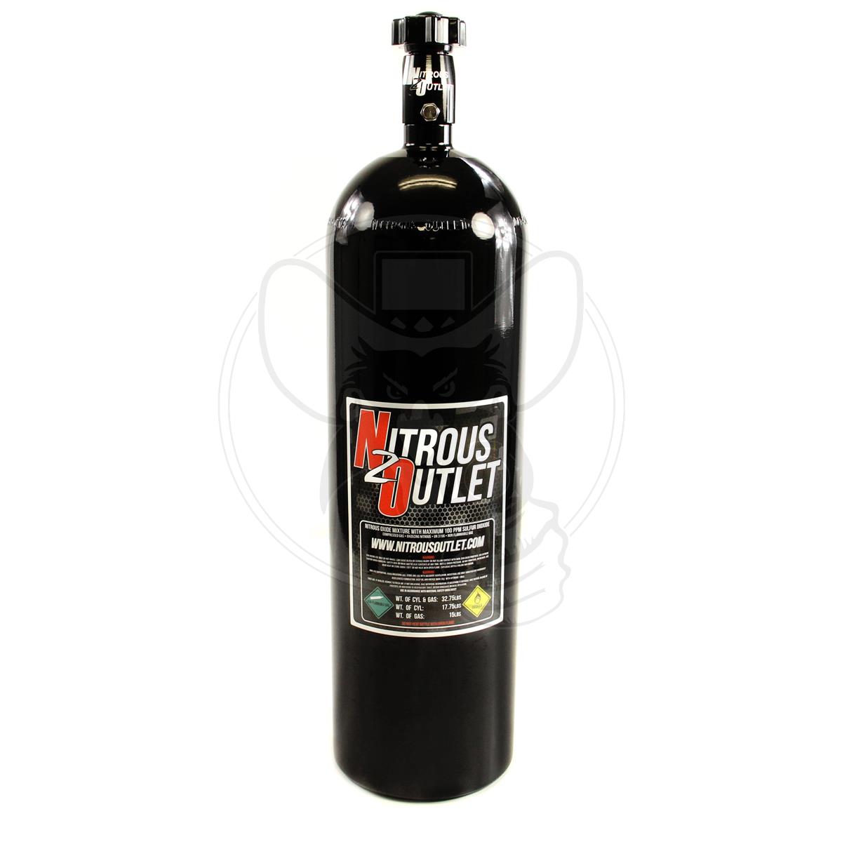 NITROUS OUTLET NITROUS BOTTLE & HIGH FLOW VALVE 2-PORTS - 15LB