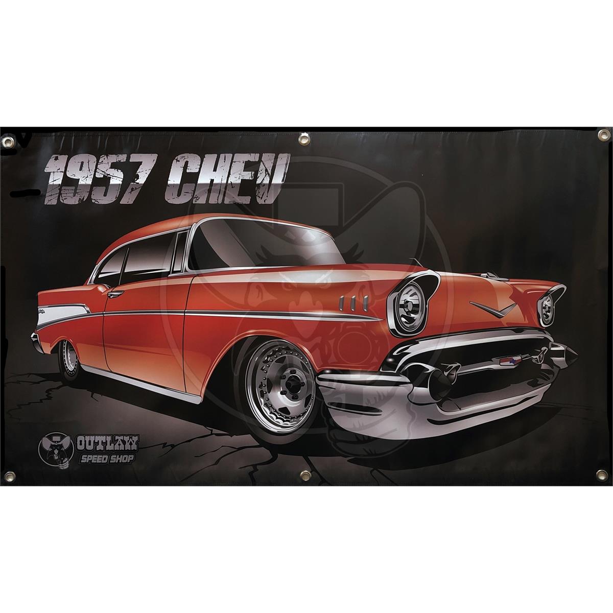 OUTLAW BANNER 1200MM X 700MM FITS CHEV 1957 RED COUPE