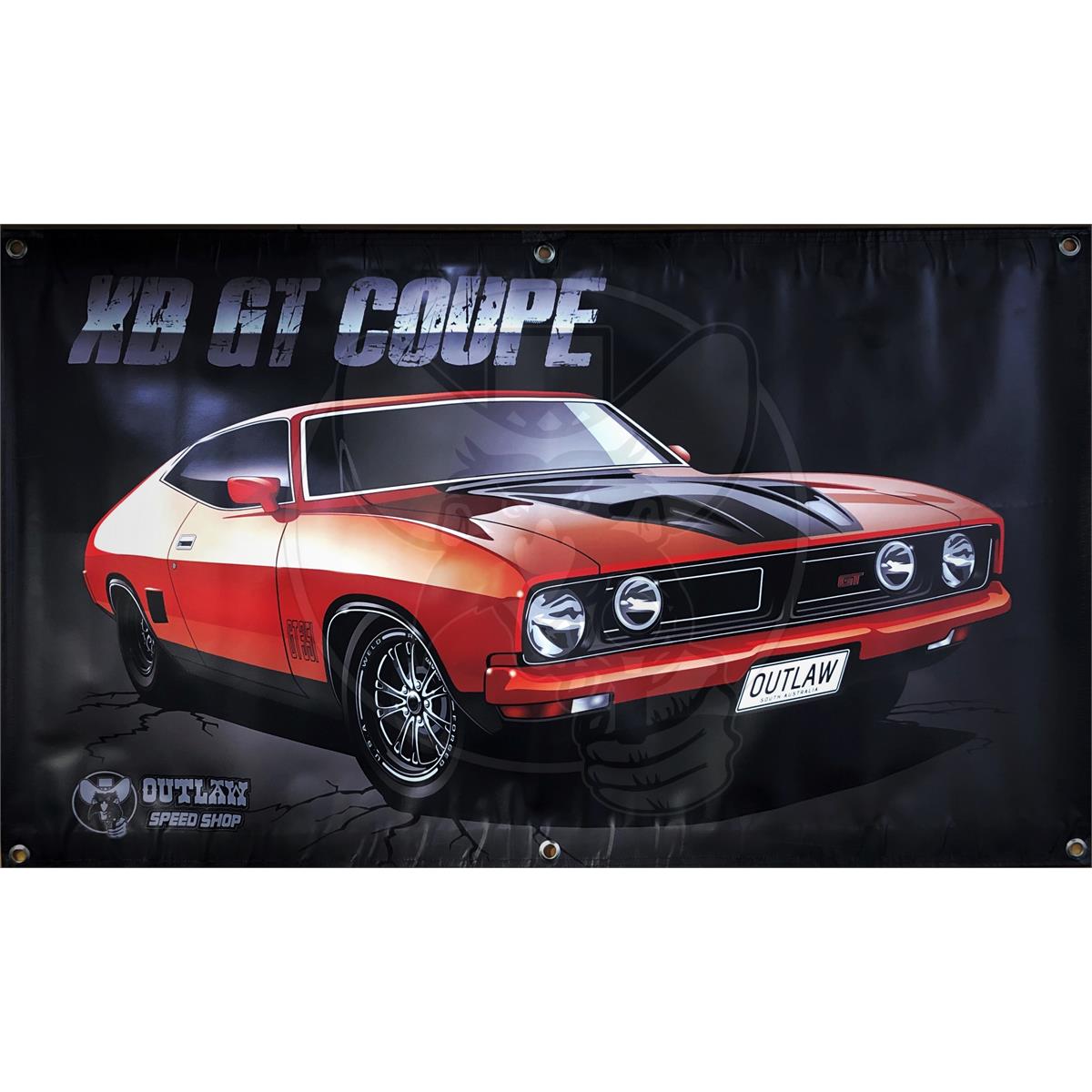 OUTLAW BANNER 1200MM X 700MM FITS FORD XB GT COUPE RED