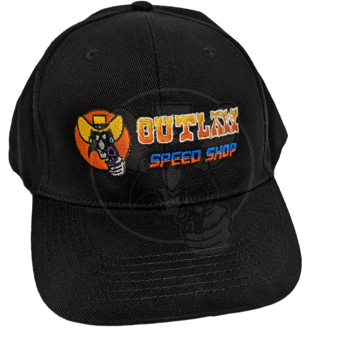 OUTLAW SPEED SHOP CAP HAT PEAKED BALL - BLACK