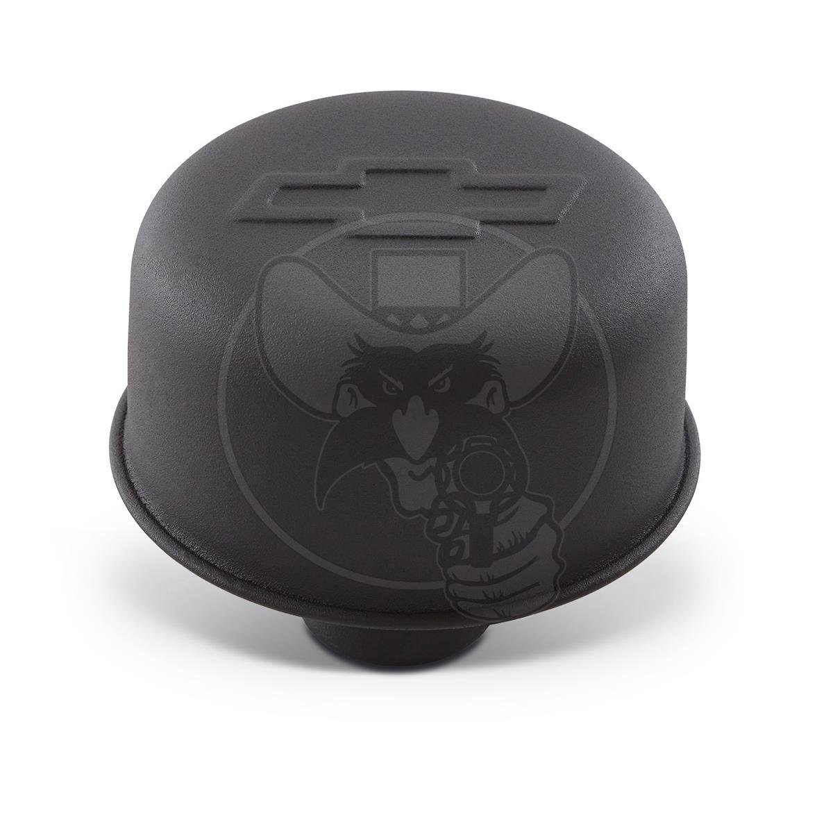 PROFORM PUSH IN BREATHER CAP BLACK CRINKLE 3" WITH LOGO NO GROMMET
